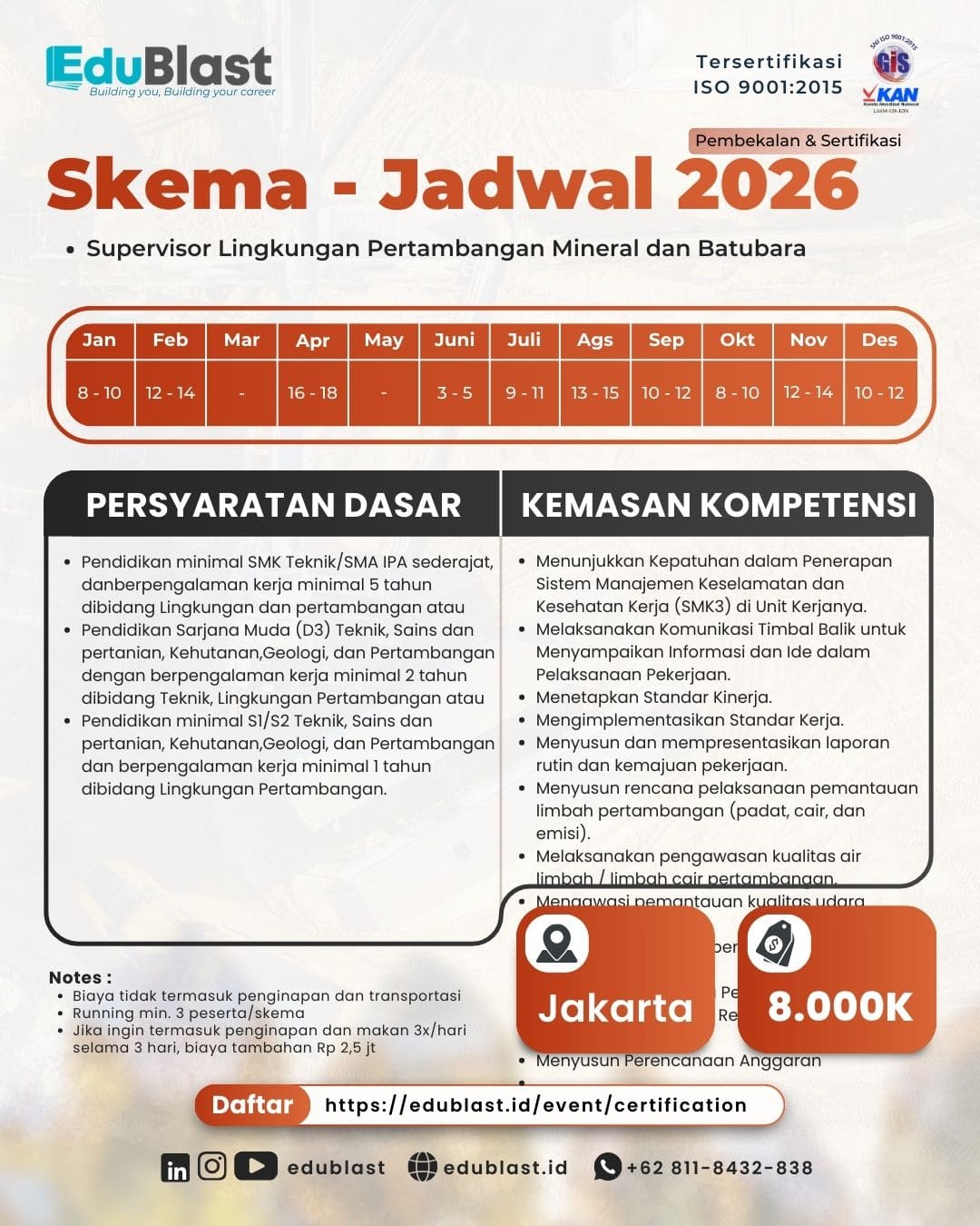 Pembekalan dan Sertifikasi Supervisor Lingkungan Pertambangan Mineral dan Batubara