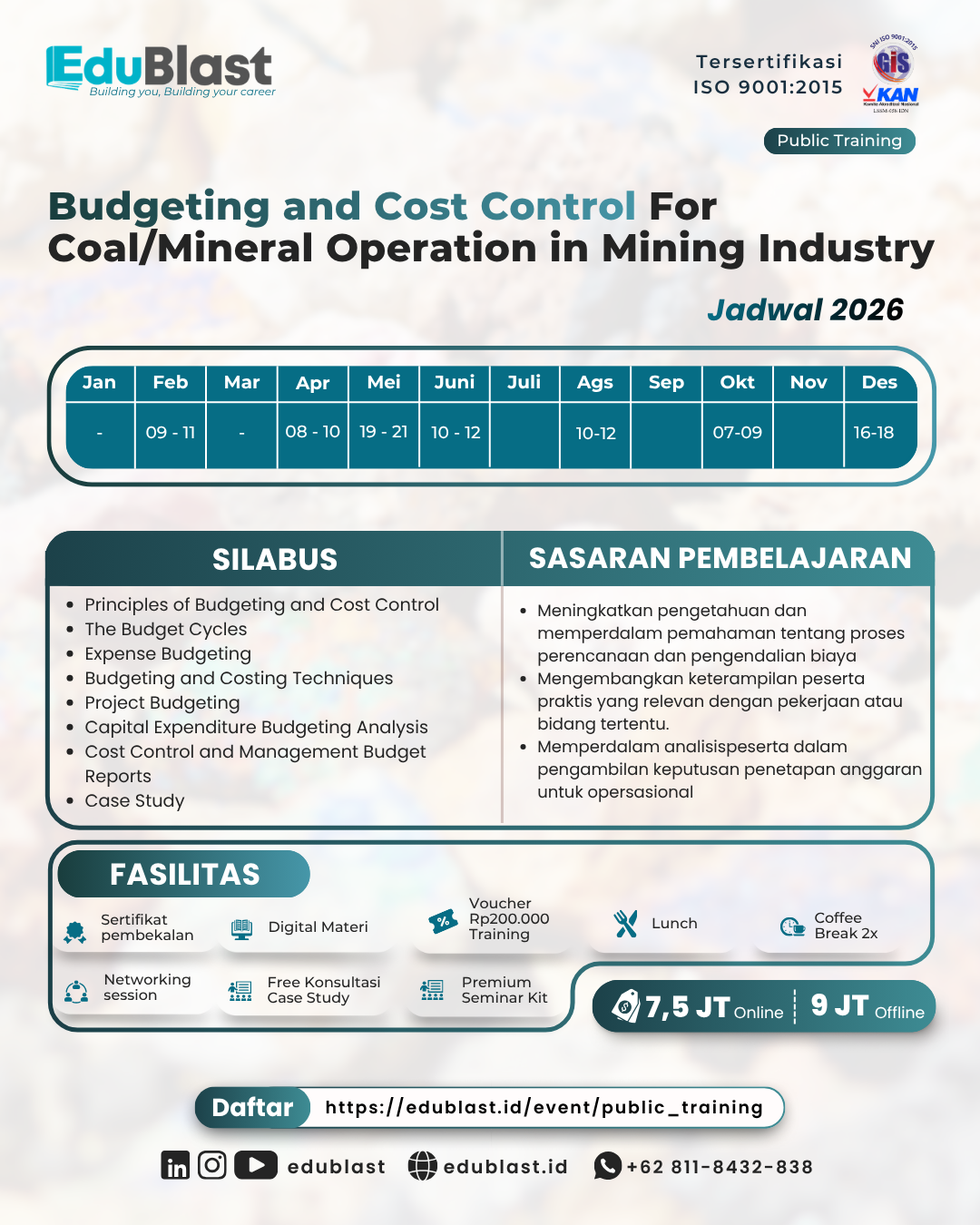 Budgeting & Cost Control for Coal and Mineral Operations in the Mining Industry